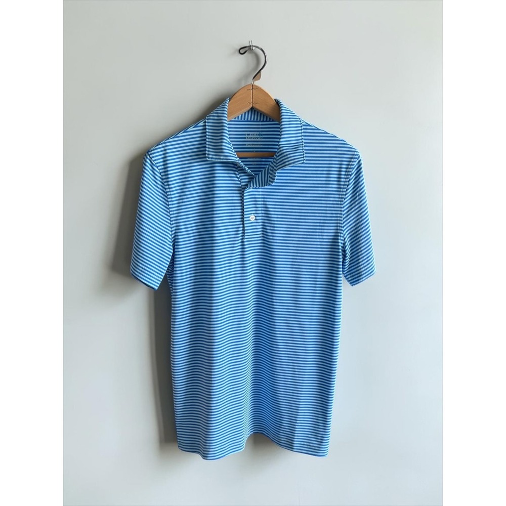 Croft & Barrow Performance Mens Small Blue Striped Short Sleeve Golf Polo Shirt